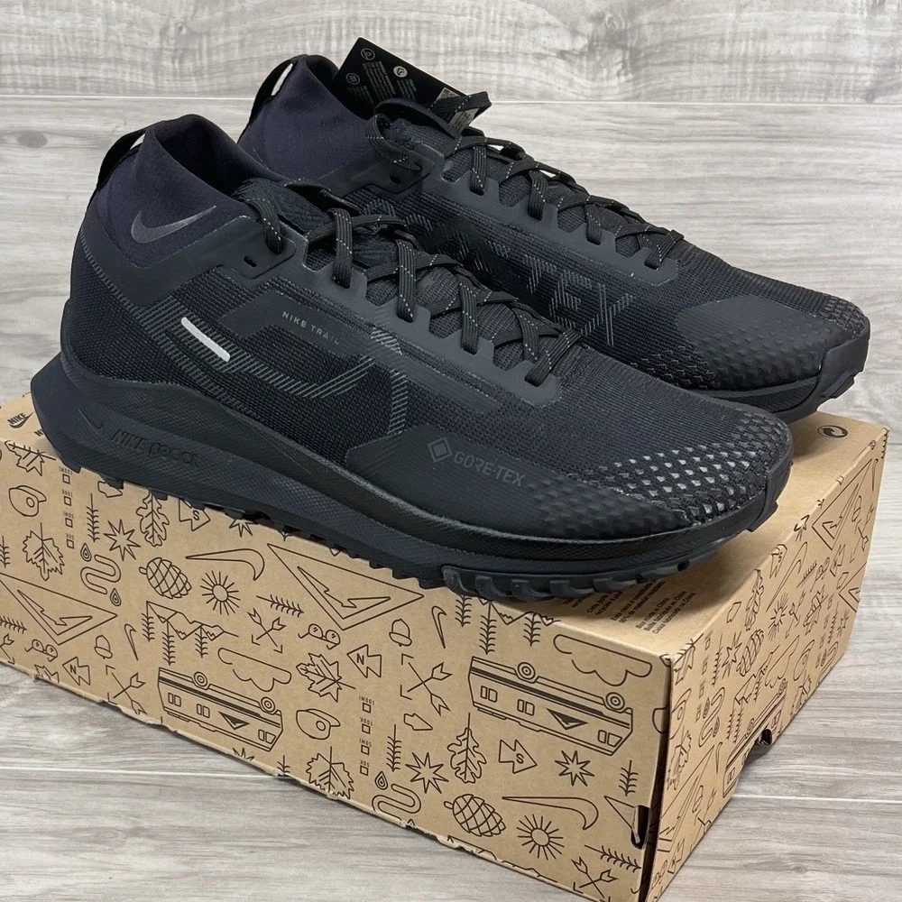 Nike React Pegasus Trail 4 GTX Black Running Shoes Waterproof Sz 9 HM9728 002